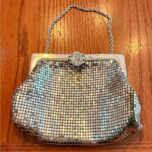 Whiting & Davis Mesh Evening Bag Women Small Silver‎ Art Deco Rhinestone Gatsby